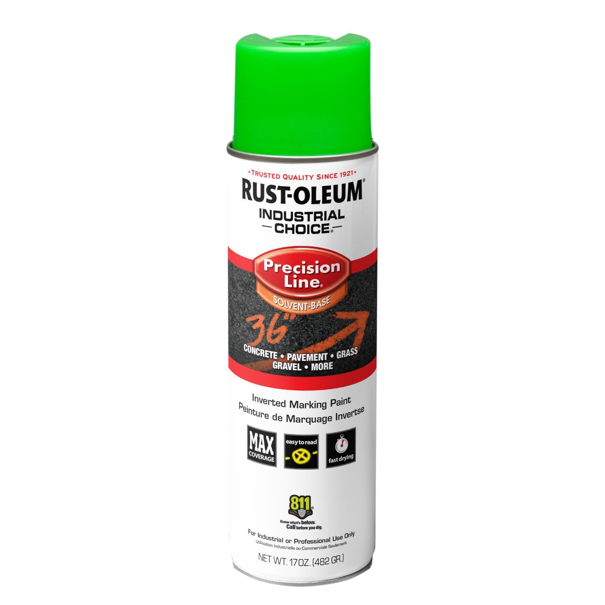 Rust-Oleum Industrial Choice M1600 Precision Line Inverted Marking Spray Paint — Fluorescent Green, 17 Oz. Cans, 12 Pk, Model# 203023VDS